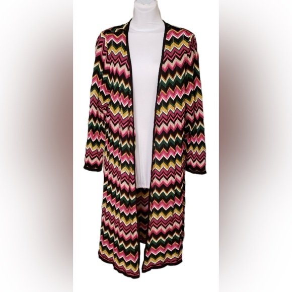 INC International Concepts Sweaters - INC metallic zig zag open cardigan duster